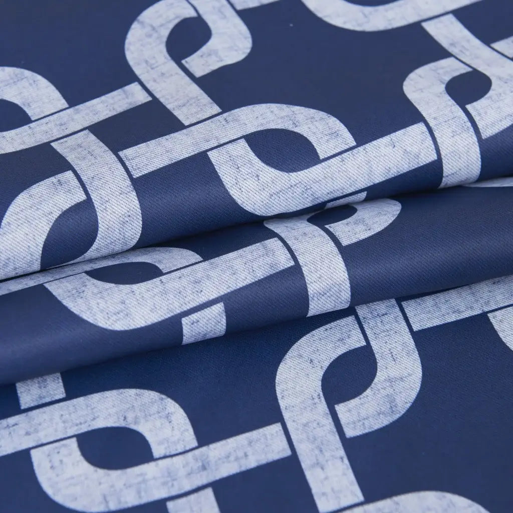 84” Navy Interlock Pattern Window Curtain Panel - Homeroots - Flyclothing LLC