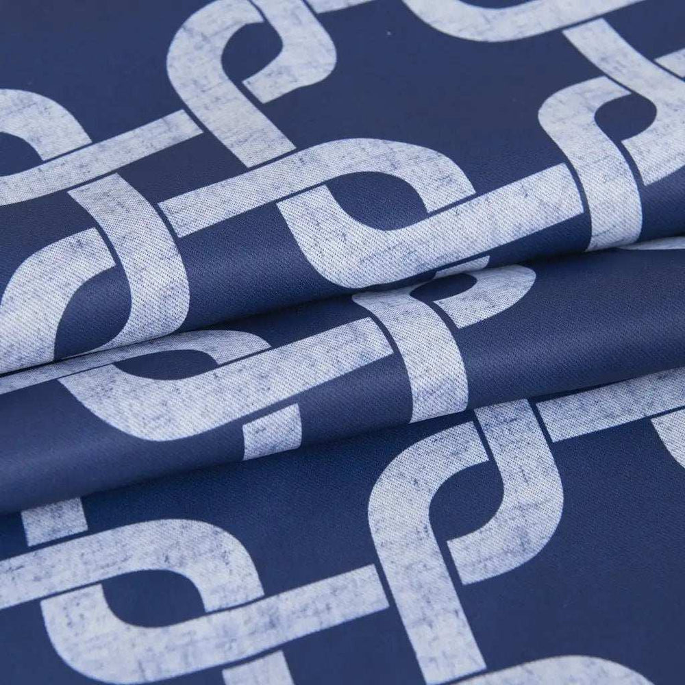 84” Navy Interlock Pattern Window Curtain Panel - Homeroots - Flyclothing LLC