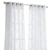 84” White Trellis Pattern Embroidered Window Curtain Panel - Homeroots - Flyclothing LLC