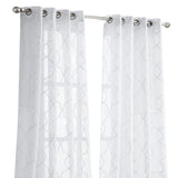 84” White Trellis Pattern Embroidered Window Curtain Panel - Homeroots