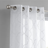 84” White Trellis Pattern Embroidered Window Curtain Panel - Homeroots - Flyclothing LLC