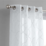 84” White Trellis Pattern Embroidered Window Curtain Panel - Homeroots - Flyclothing LLC
