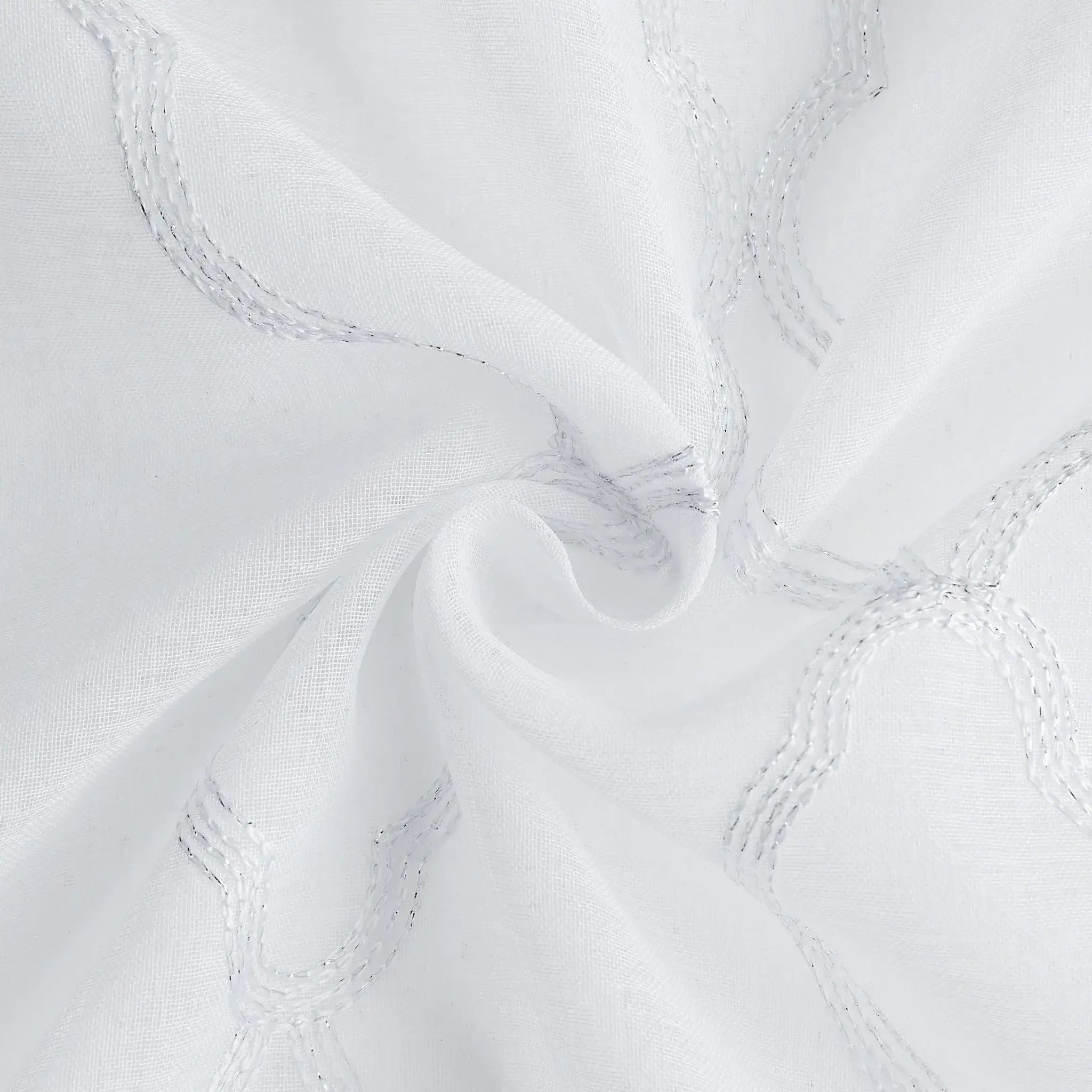 84” White Trellis Pattern Embroidered Window Curtain Panel - Homeroots - Flyclothing LLC