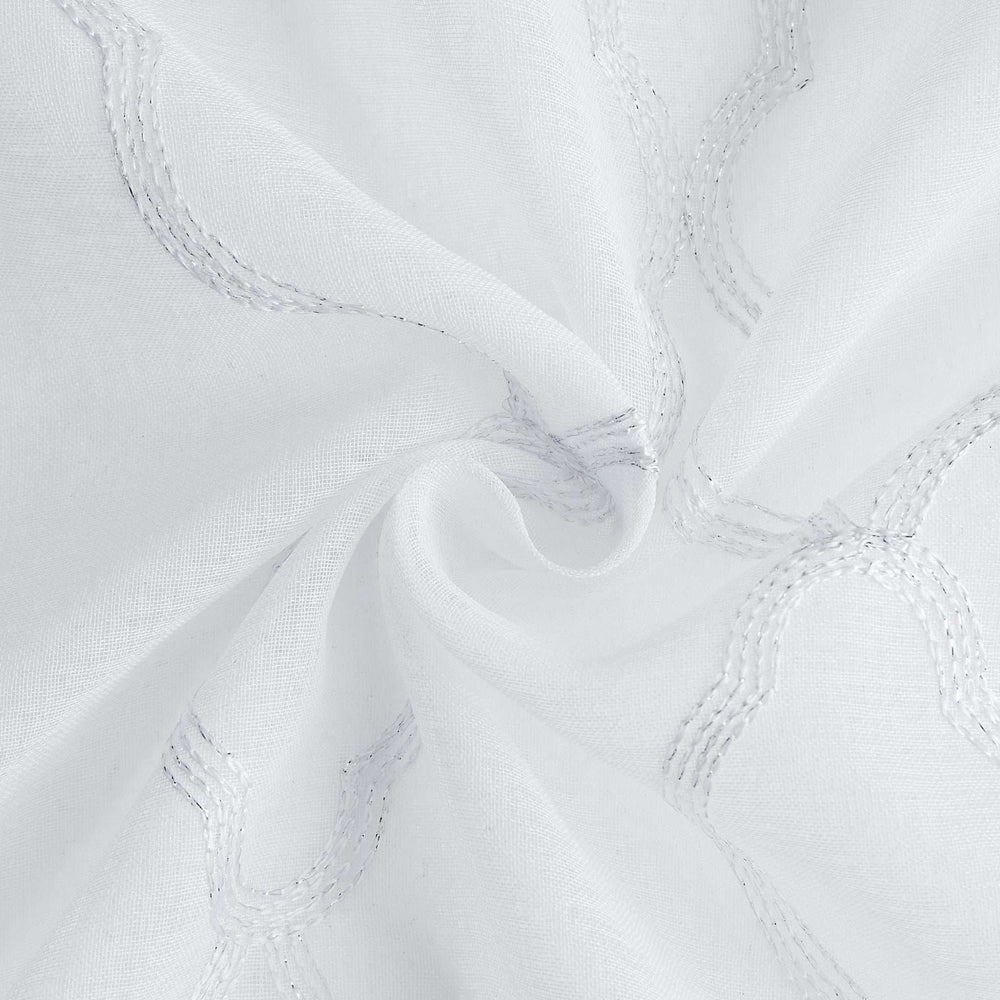 84” White Trellis Pattern Embroidered Window Curtain Panel - Homeroots - Flyclothing LLC