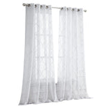 84” White Trellis Pattern Embroidered Window Curtain Panel - Homeroots