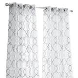 84” Silver Trellis Pattern Embroidered Window Curtain Panel - Homeroots - Flyclothing LLC