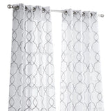 84” Silver Trellis Pattern Embroidered Window Curtain Panel - Homeroots