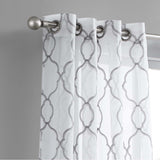 84” Silver Trellis Pattern Embroidered Window Curtain Panel - Homeroots - Flyclothing LLC