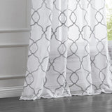 84” Silver Trellis Pattern Embroidered Window Curtain Panel - Homeroots - Flyclothing LLC