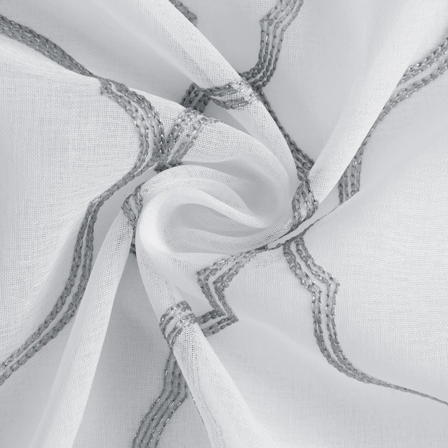 84” Silver Trellis Pattern Embroidered Window Curtain Panel - Homeroots - Flyclothing LLC