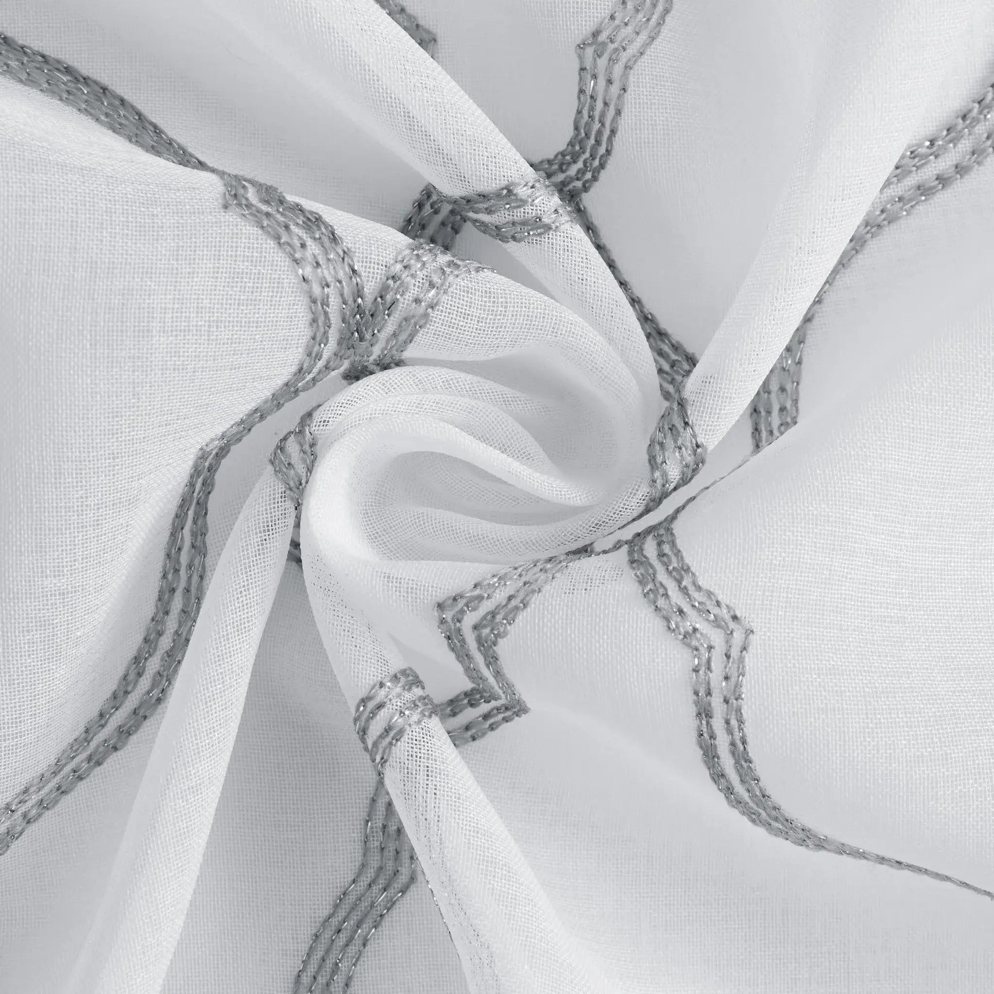 84” Silver Trellis Pattern Embroidered Window Curtain Panel - Homeroots - Flyclothing LLC