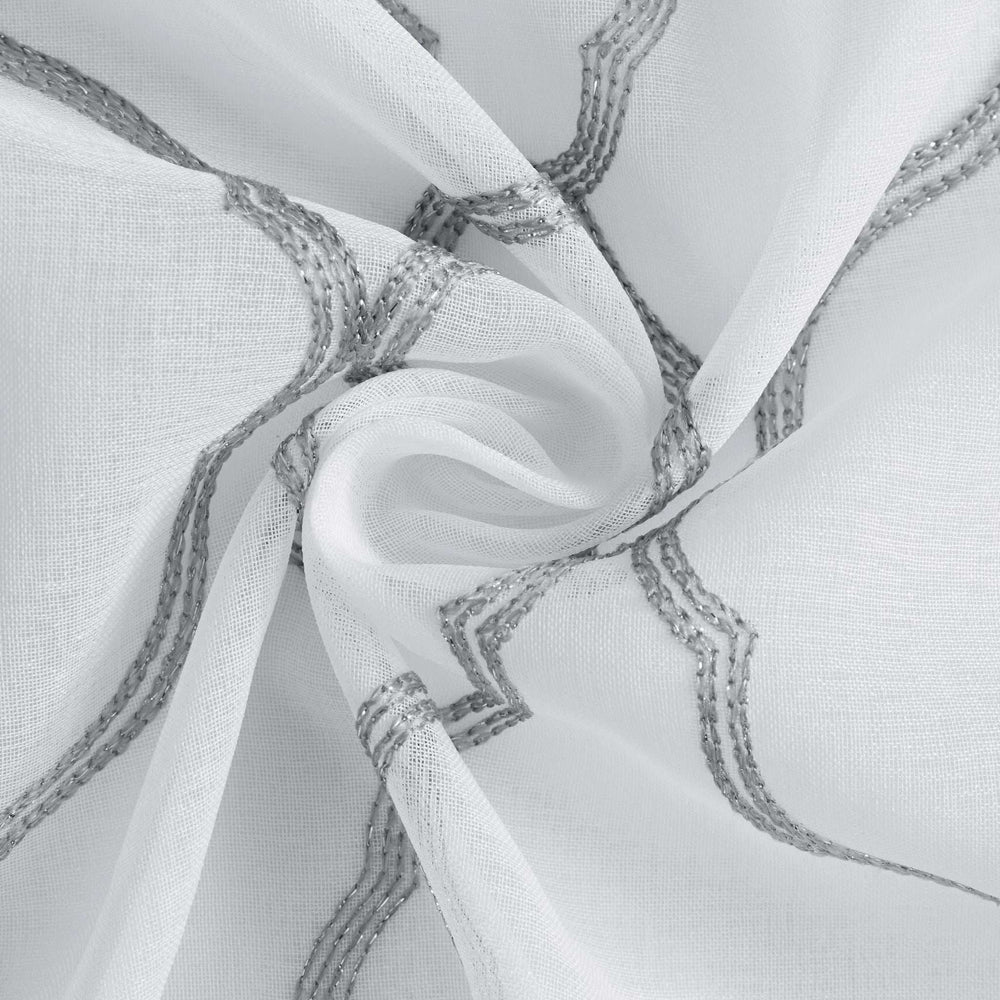 84” Silver Trellis Pattern Embroidered Window Curtain Panel - Homeroots - Flyclothing LLC
