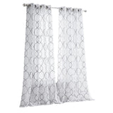 84” Silver Trellis Pattern Embroidered Window Curtain Panel - Homeroots