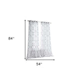 84” Silver Trellis Pattern Embroidered Window Curtain Panel - Homeroots - Flyclothing LLC