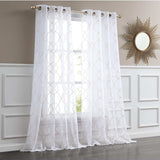 84” Charcoal Trellis Pattern Embroidered Window Curtain Panel - Homeroots - Flyclothing LLC