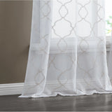 84” Charcoal Trellis Pattern Embroidered Window Curtain Panel - Homeroots - Flyclothing LLC
