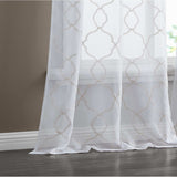 84” Charcoal Trellis Pattern Embroidered Window Curtain Panel - Homeroots - Flyclothing LLC