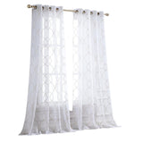84” Charcoal Trellis Pattern Embroidered Window Curtain Panel - Homeroots