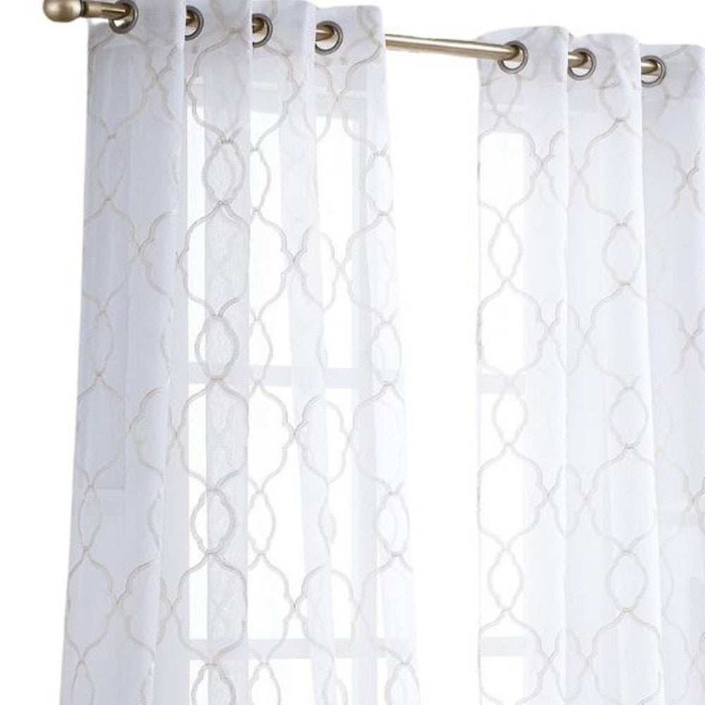 84” Charcoal Trellis Pattern Embroidered Window Curtain Panel - Homeroots - Flyclothing LLC