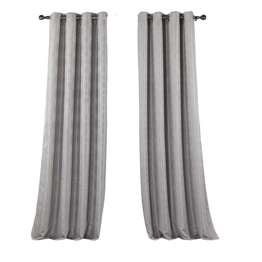 84" Silver Linework Textured Window Curtain Panel - Homeroots - Flyclothing LLC