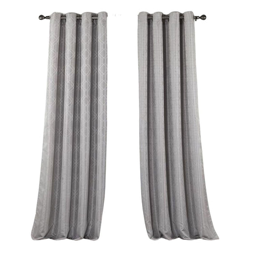 84" Silver Linework Textured Window Curtain Panel - Homeroots