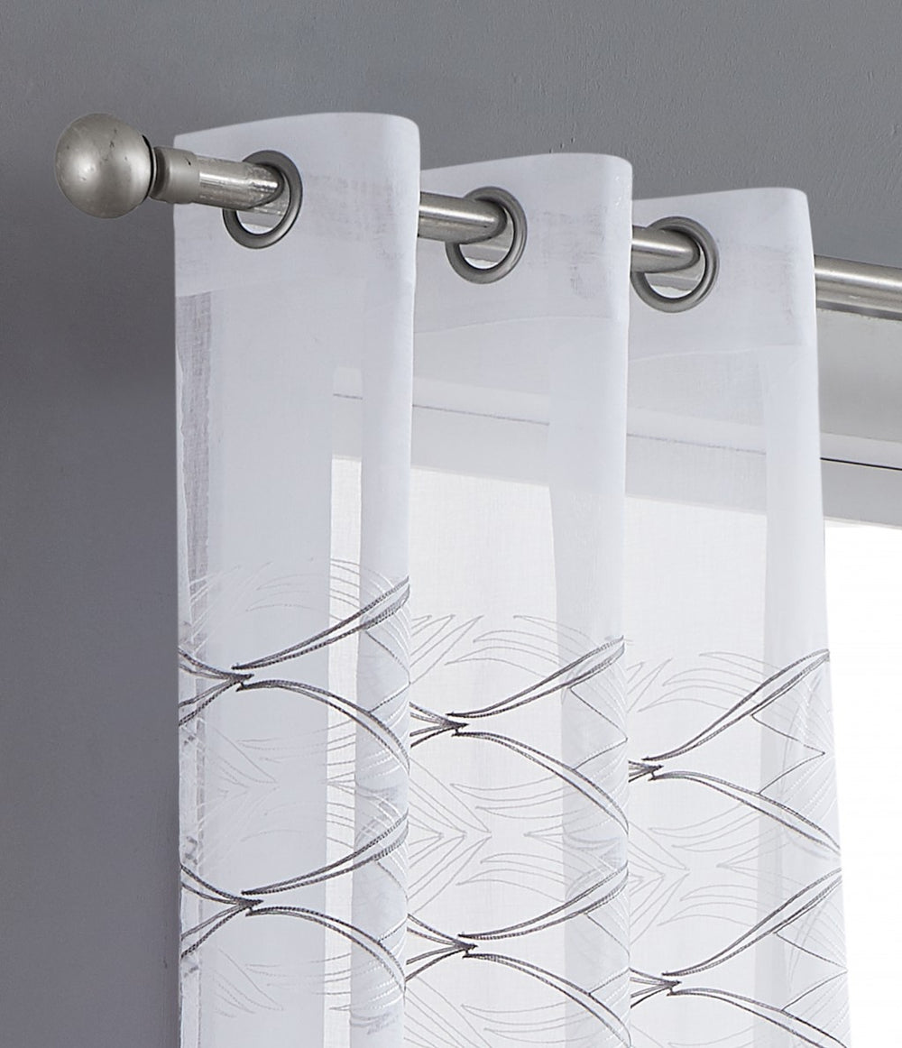 Set of Two 84" White Wave Embroidered Window Panels - Homeroots - Flyclothing LLC