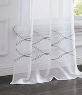 Set of Two 84" White Wave Embroidered Window Panels - Homeroots - Flyclothing LLC