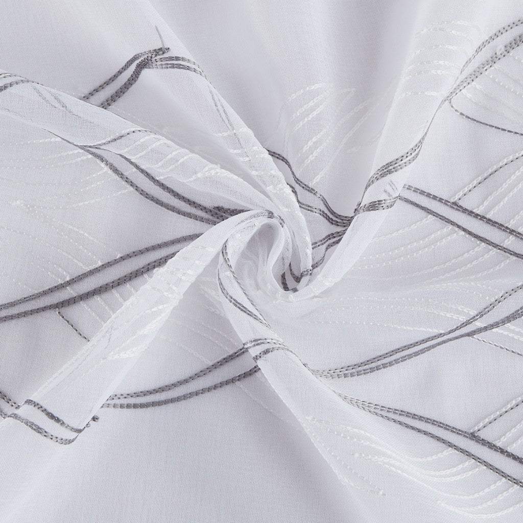Set of Two 84" White Wave Embroidered Window Panels - Homeroots - Flyclothing LLC