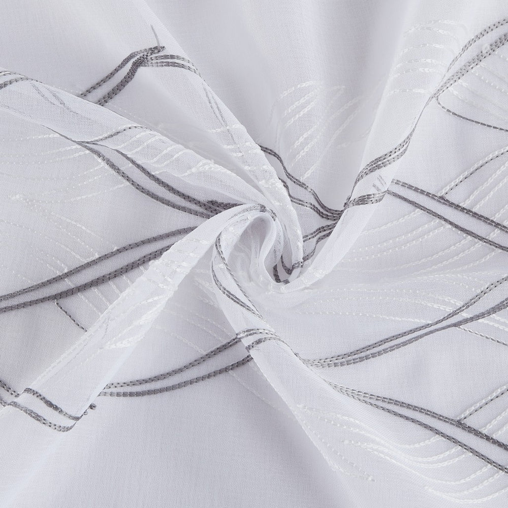 Set of Two 84" White Wave Embroidered Window Panels - Homeroots - Flyclothing LLC