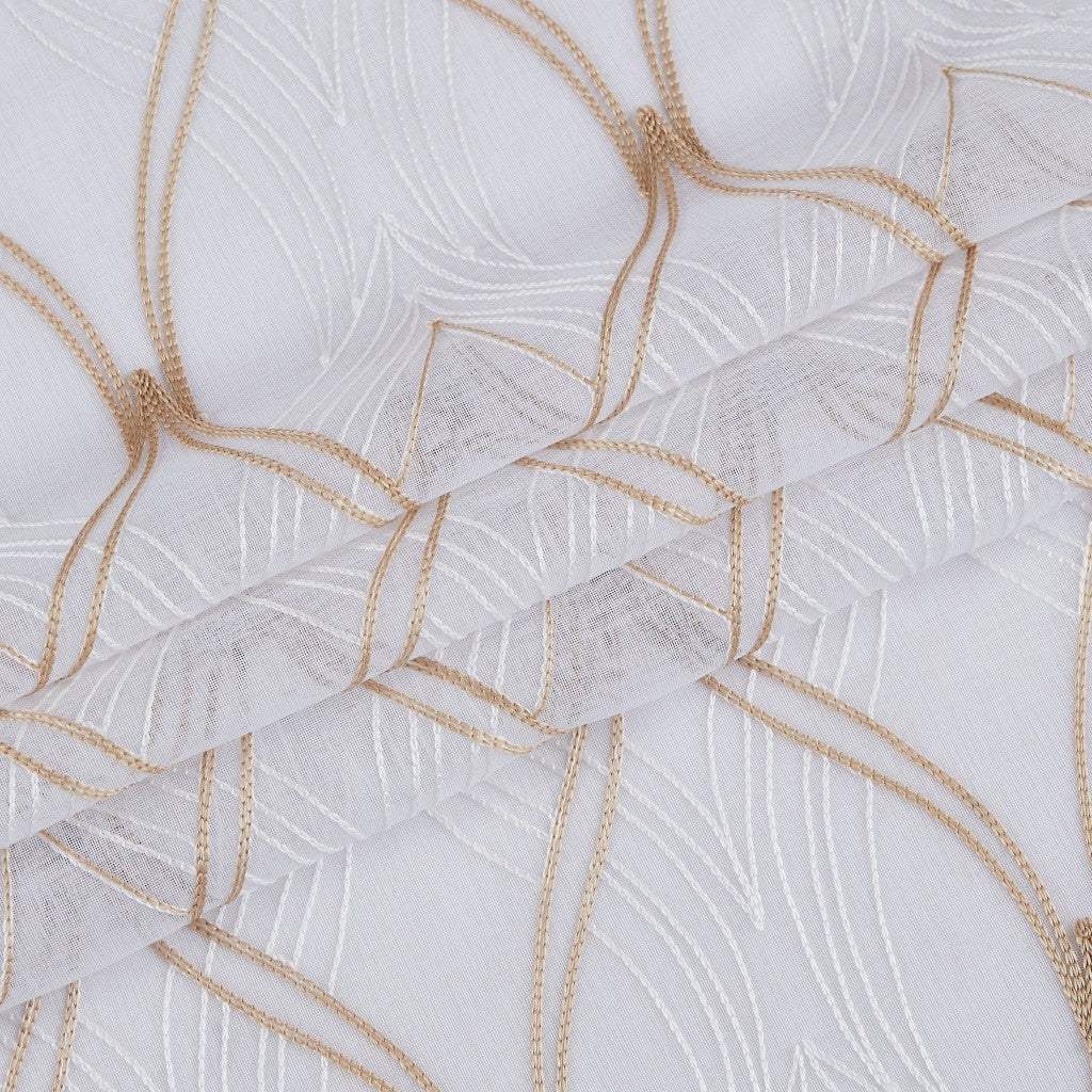 Set of Two 84" Gold Wave Embroidered Window Panels - Homeroots - Flyclothing LLC