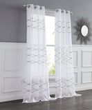 Set of Two 96" White Wave Embroidered Window Panels - Homeroots - Flyclothing LLC