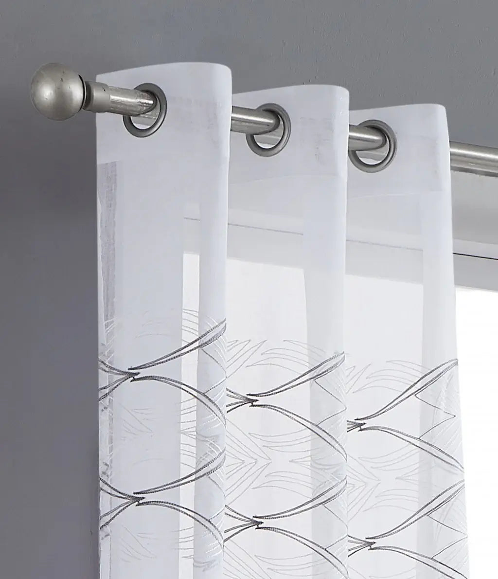 Set of Two 96" White Wave Embroidered Window Panels - Homeroots - Flyclothing LLC