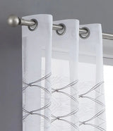 Set of Two 96" White Wave Embroidered Window Panels - Homeroots - Flyclothing LLC
