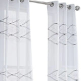 Set of Two 96" White Wave Embroidered Window Panels - Homeroots - Flyclothing LLC