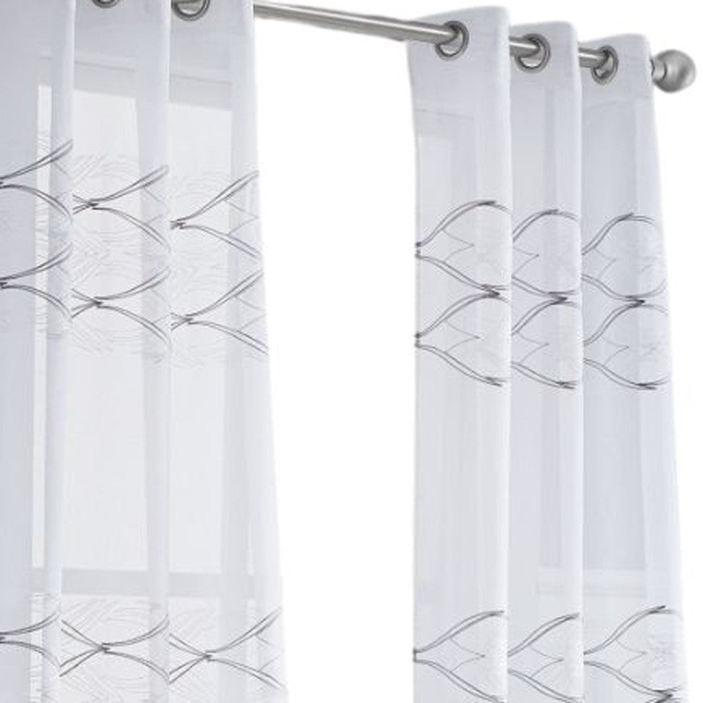 Set of Two 96" White Wave Embroidered Window Panels - Homeroots - Flyclothing LLC