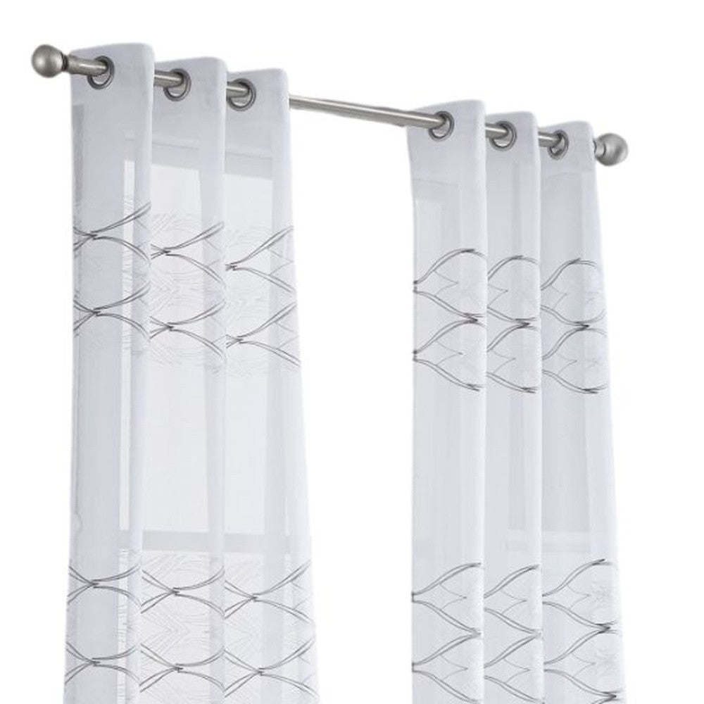 Set of Two 96" White Wave Embroidered Window Panels - Homeroots - Flyclothing LLC