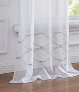 Set of Two 96" Gold and White SemiSheer Curtains - Homeroots - Flyclothing LLC