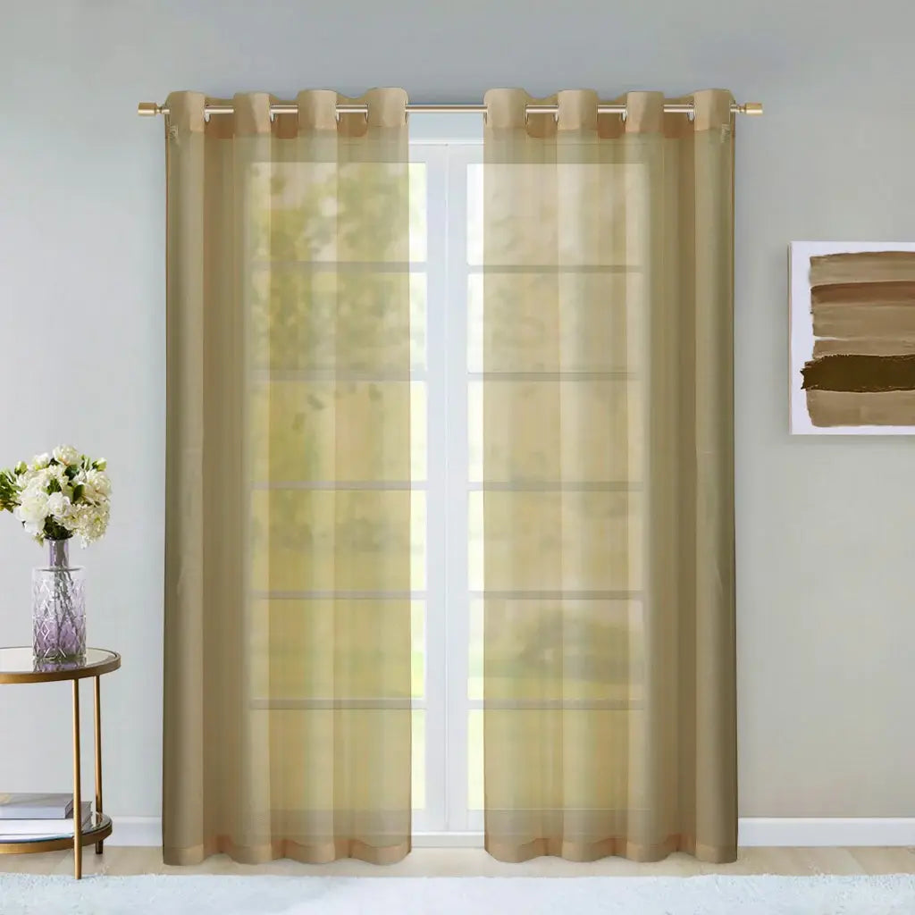 Set of Two 84" Tan Solid Modern Window Panels - Homeroots - Flyclothing LLC