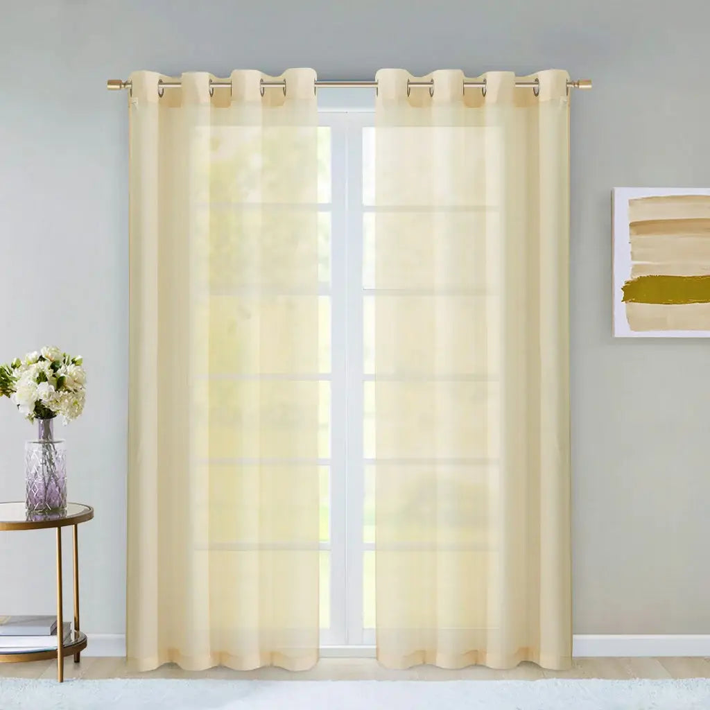 Set of Two 84" Beige Solid Modern Window Panels - Homeroots - Flyclothing LLC