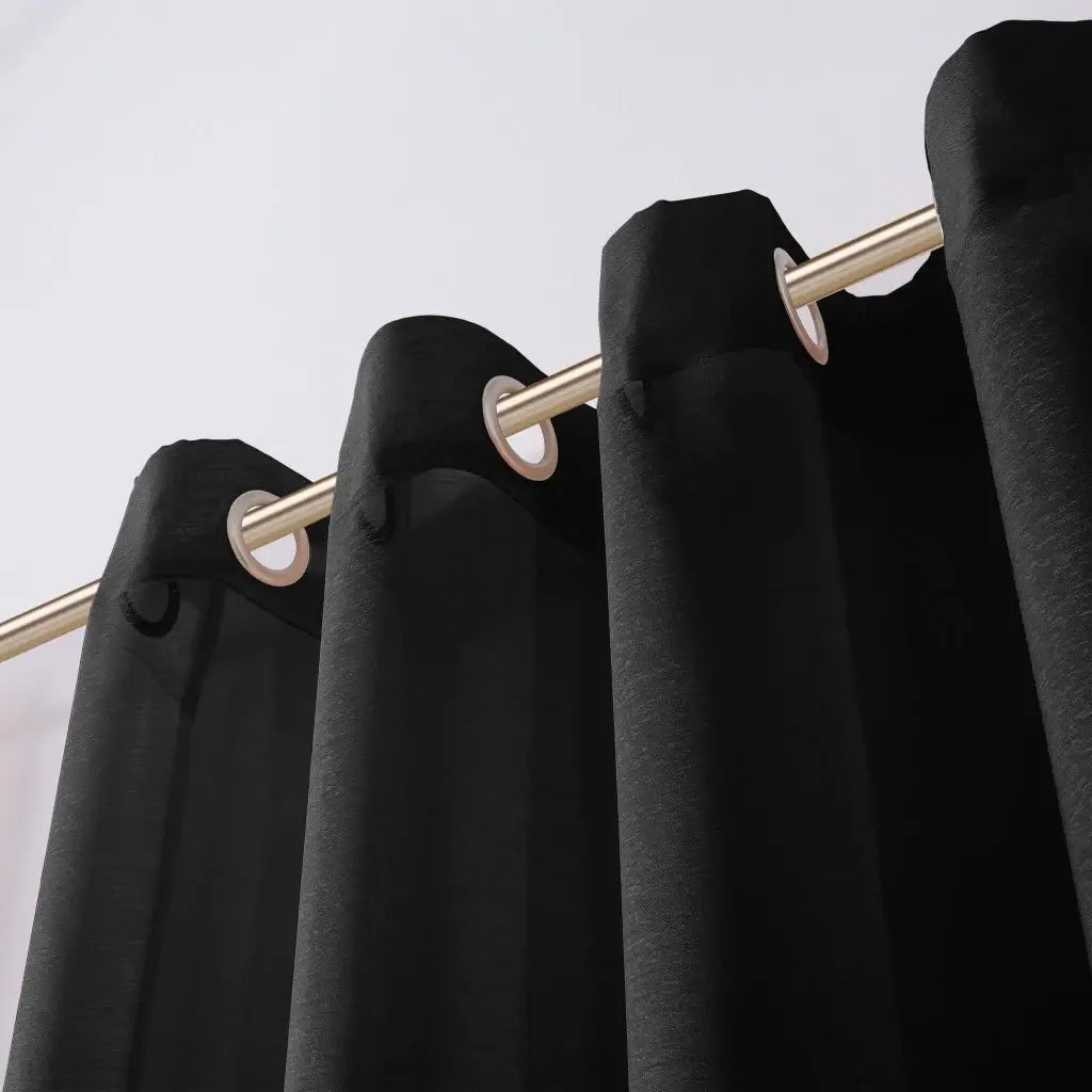 Set of Two 84" Black Solid Modern Window Panels - Homeroots - Flyclothing LLC