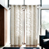 Set of Two 84" Tan Floral Embroidered Window Panels - Homeroots - Flyclothing LLC