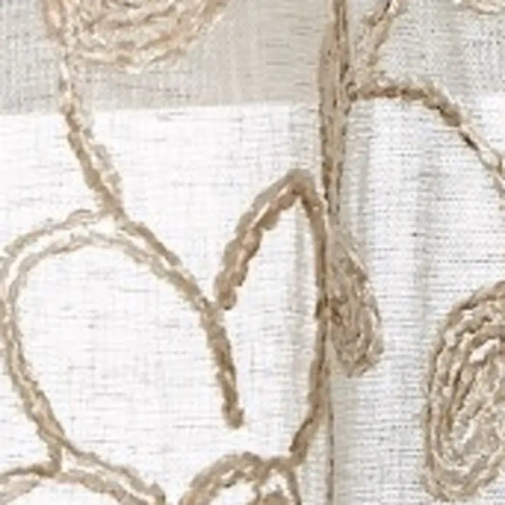 Set of Two 84" Tan Floral Embroidered Window Panels - Homeroots - Flyclothing LLC