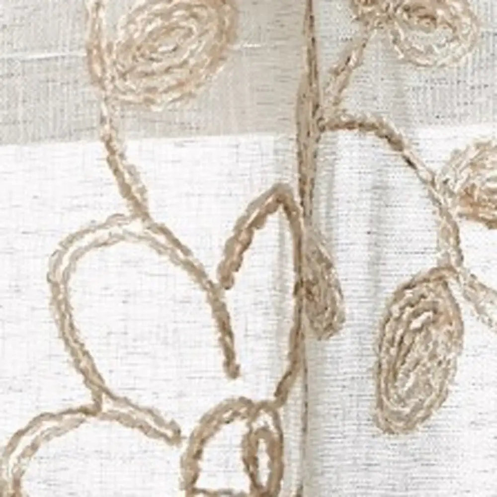Set of Two 84" Tan Floral Embroidered Window Panels - Homeroots - Flyclothing LLC