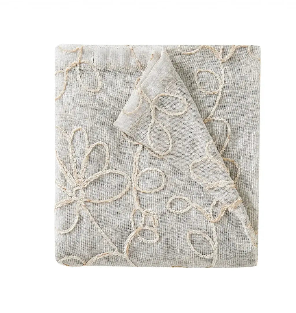 Set of Two 84" Tan Floral Embroidered Window Panels - Homeroots - Flyclothing LLC