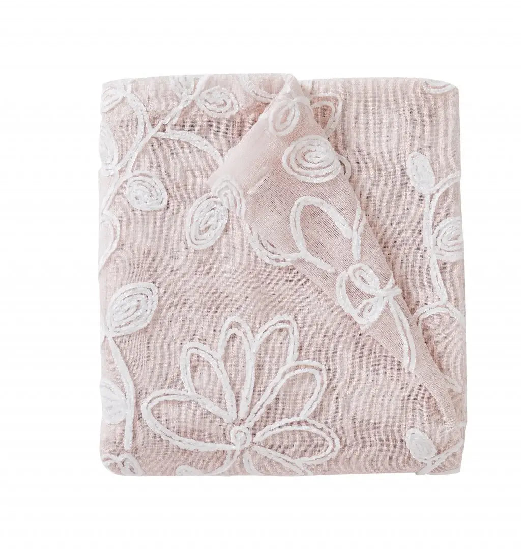 Set of Two 84" Blush Floral Embroidered Window Panels - Homeroots - Flyclothing LLC