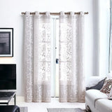 Set of Two 84" White Floral Embroidered Window Panels - Homeroots - Flyclothing LLC