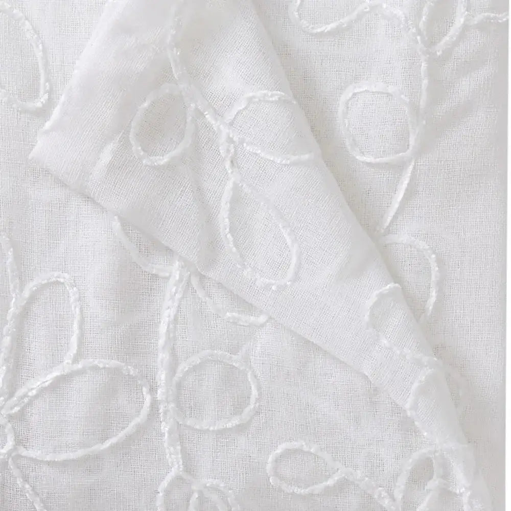 Set of Two 84" White Floral Embroidered Window Panels - Homeroots - Flyclothing LLC
