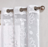 Set of Two 84" White Floral Embroidered Window Panels - Homeroots - Flyclothing LLC