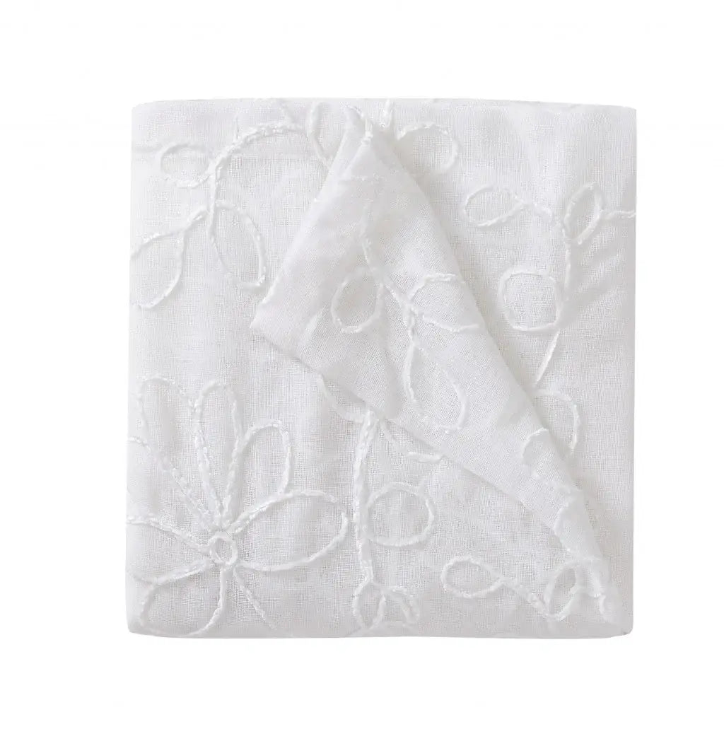 Set of Two 84" White Floral Embroidered Window Panels - Homeroots - Flyclothing LLC