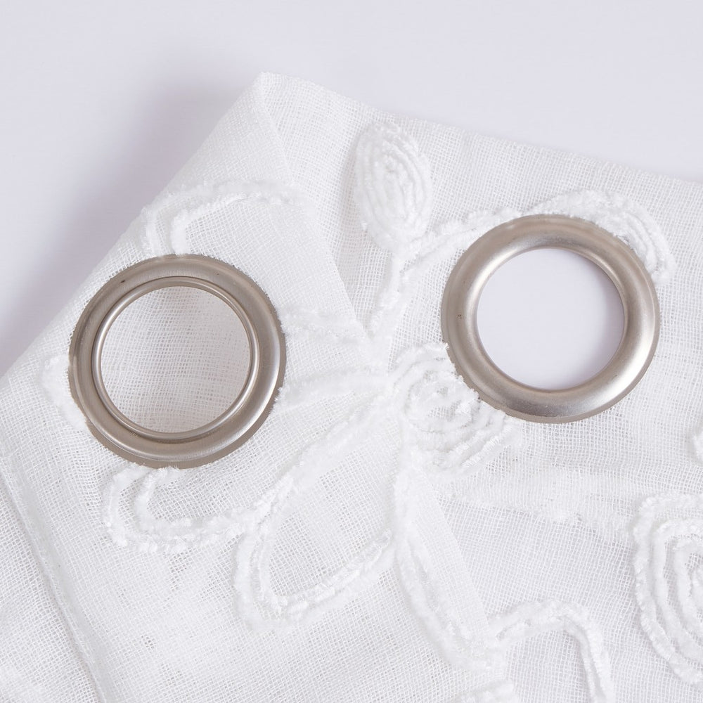 Set of Two 84" White Floral Embroidered Window Panels - Homeroots - Flyclothing LLC